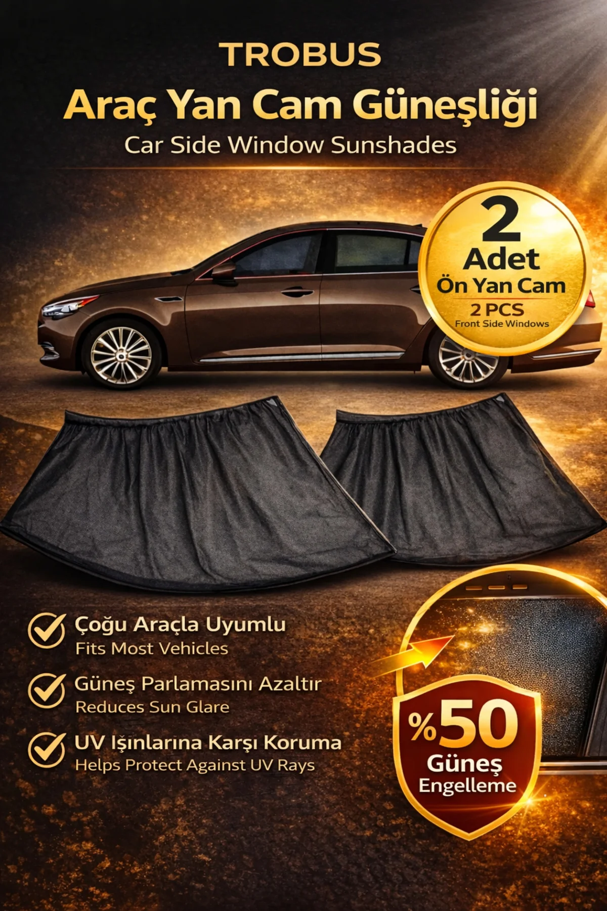 Honda HR-V 2013-2021 SUV Uyumlu Yan Cam Güneşliği Ön veya Arka