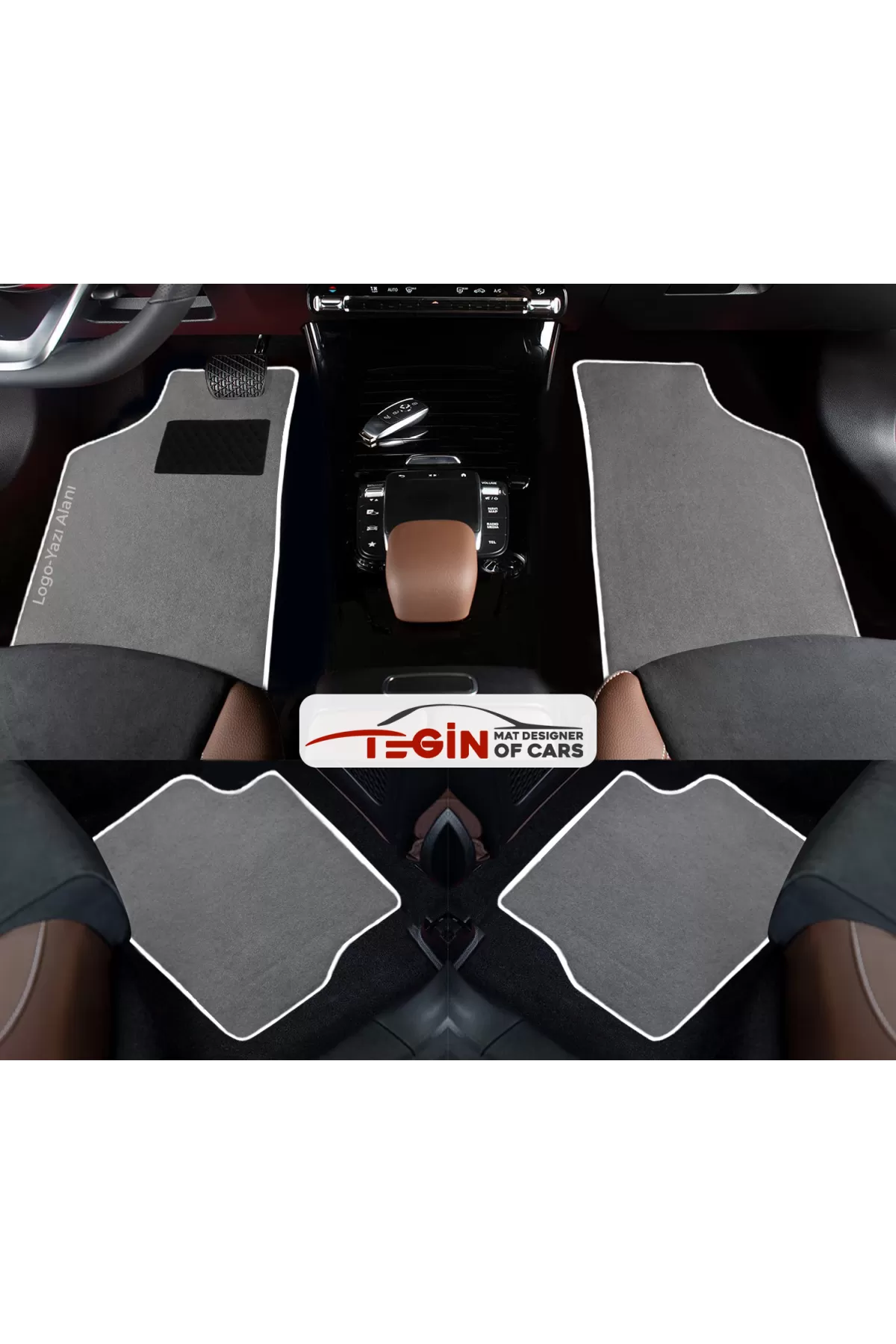 Honda Integra Prime Gri Halı Beyaz Kenar Halı Paspas