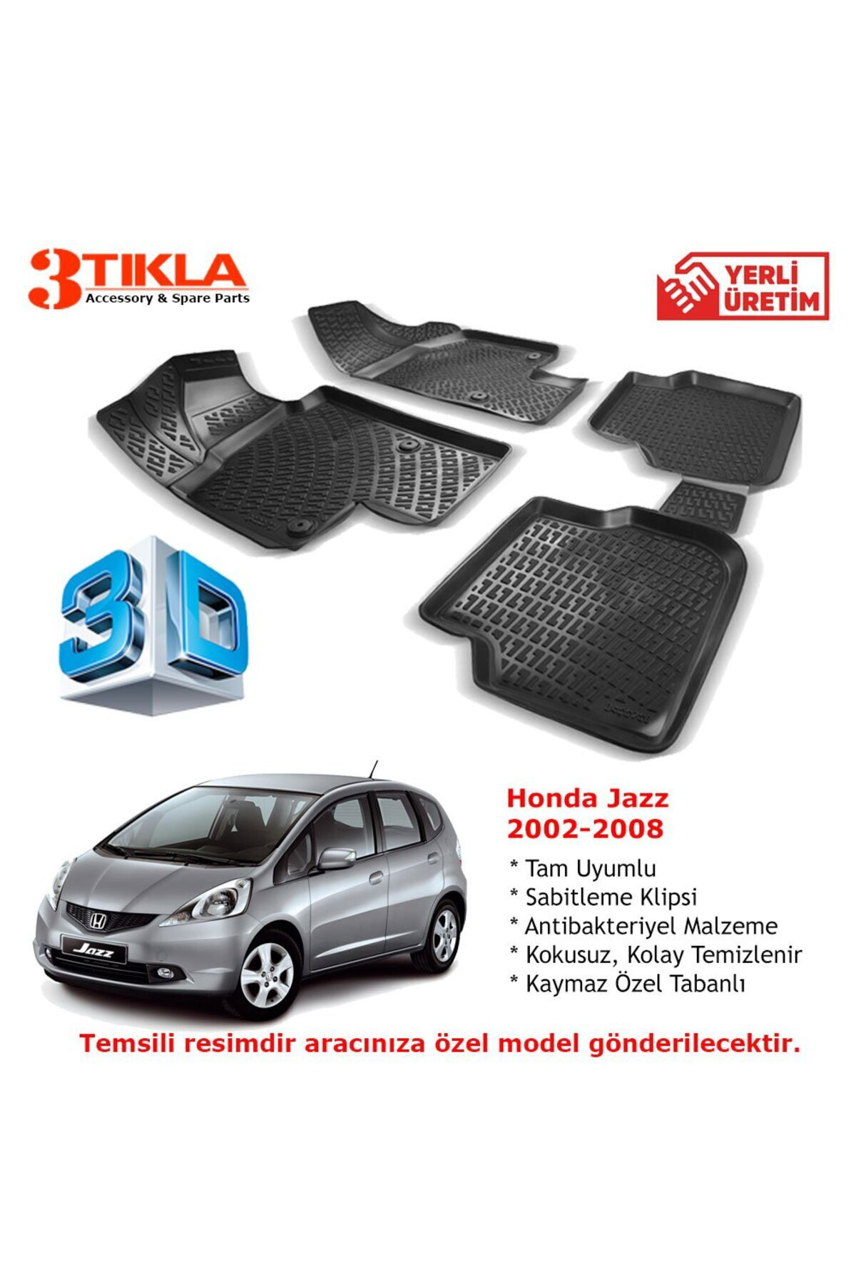 Honda Jazz 2002-2008 Premium 3D Havuzlu Paspas Seti Honda Jazz 2002-2008 Premium 3D Havuzlu Paspas Seti