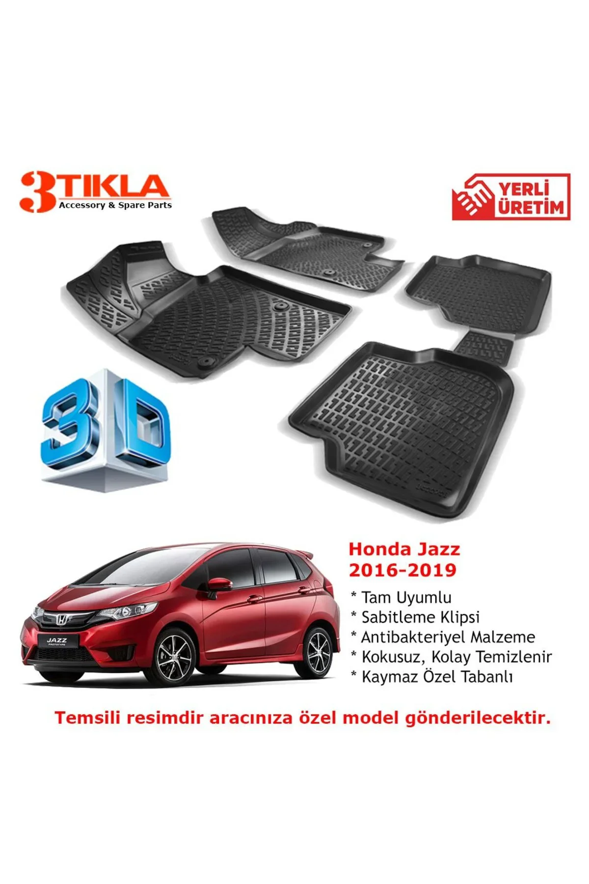 Honda Jazz 2016-2019 Premium 3D Havuzlu Paspas Seti Honda Jazz 2016-2019 Premium 3D Havuzlu Paspas Seti