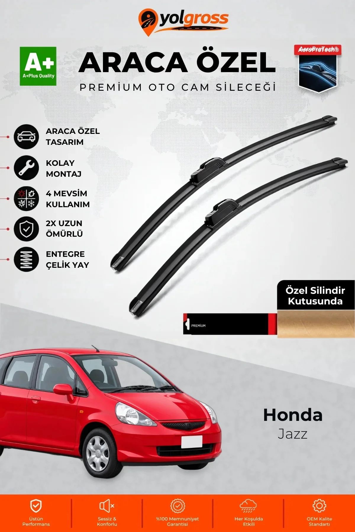 Honda Jazz Ön Cam Silecek Seti 2002-2008 Premium Araca Özel 53-38 Cm A+ Kalite