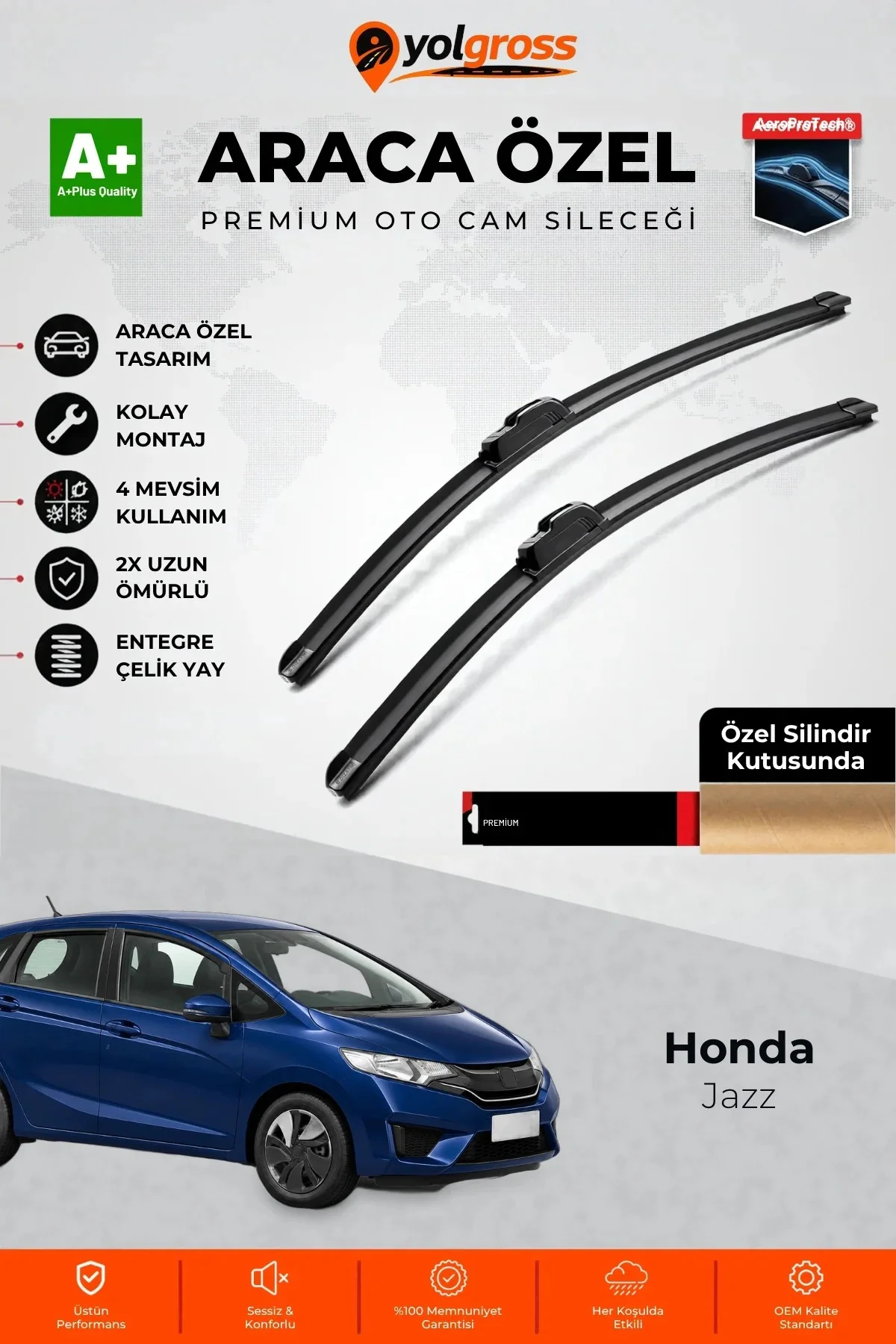 Honda Jazz Ön Cam Silecek Seti 2015-2020 Premium Araca Özel 65-35 Cm A+ Kalite