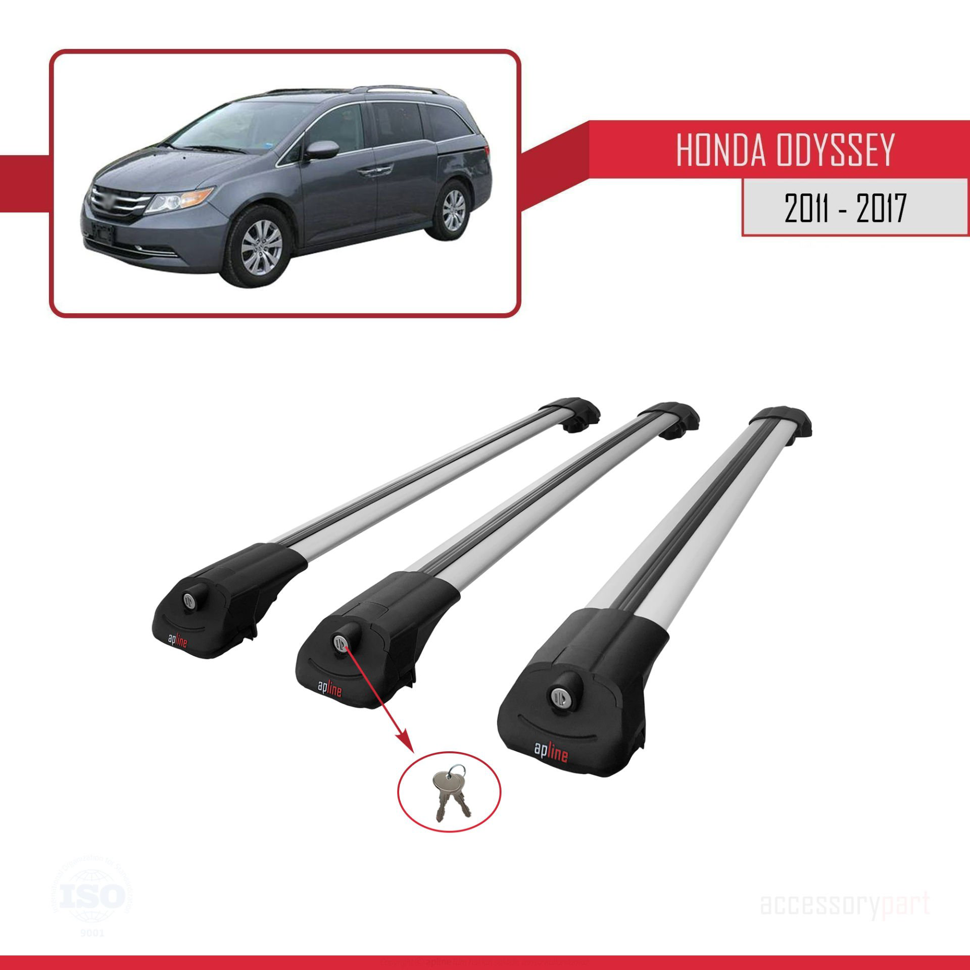 Honda Odyssey 2011-2017 Arası ile uyumlu ACE-1 Ara Atkı Tavan Bar
