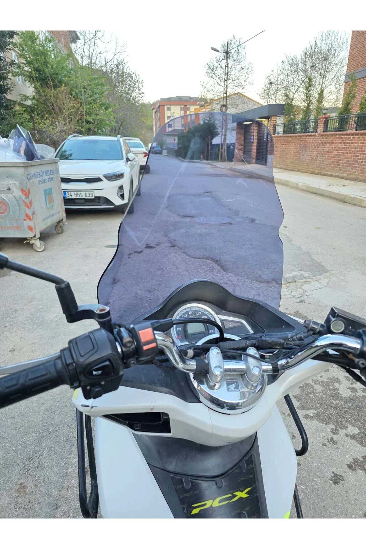 Honda PCX Ön Cam 2014-2017 Model 65cm Füme Renkli 4mm ORTA BOYLU