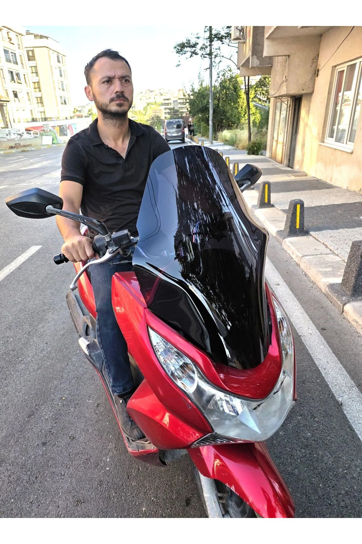 Honda PCX Ön Cam 2011-2013 Model 59cm Siyah Renkli ORTA BOYLU