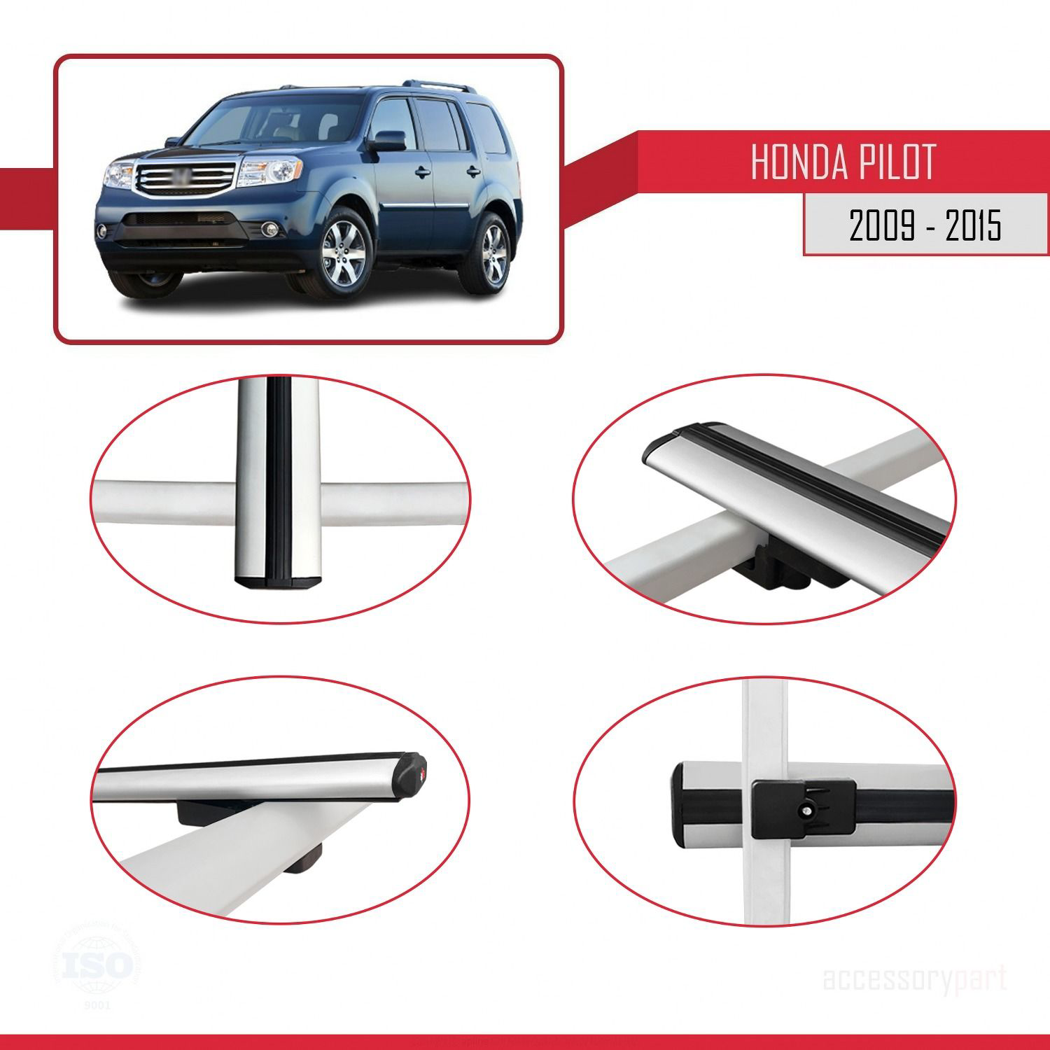 Honda Pilot 2009-2015 Arası ile uyumlu Basic Model Ara Atkı Tavan