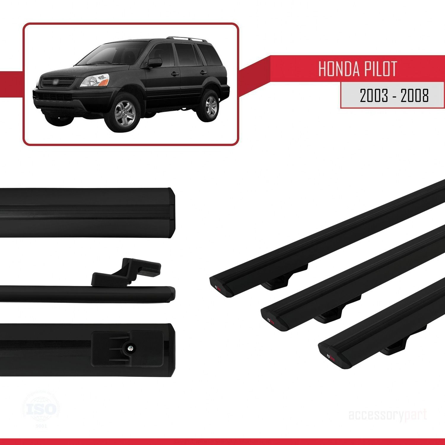 Honda Pilot 2003-2008 Arası ile uyumlu Basic Model Ara Atkı Tavan