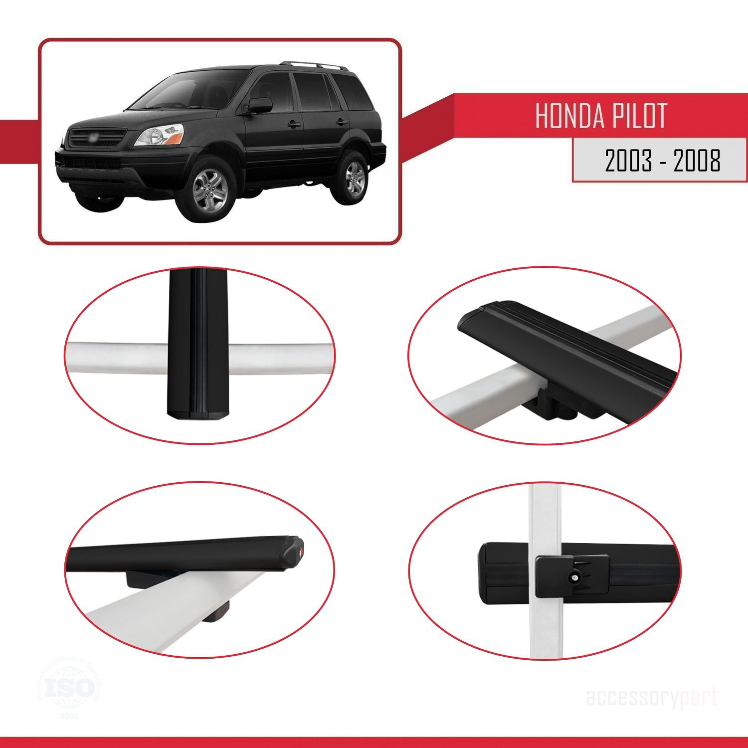Honda Pilot 2003-2008 Arası ile uyumlu Basic Model Ara Atkı Tavan