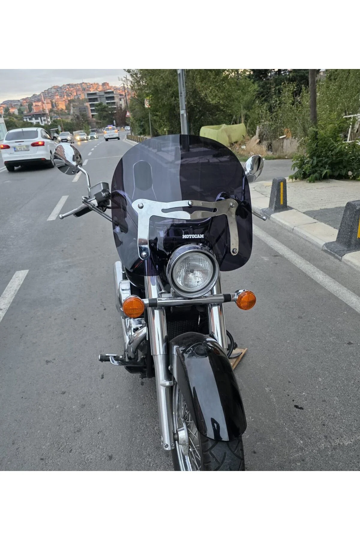 Honda Shadow 750 Ön Cam 1999-2010 Model 45cm Siyah Renkli 4mm APA