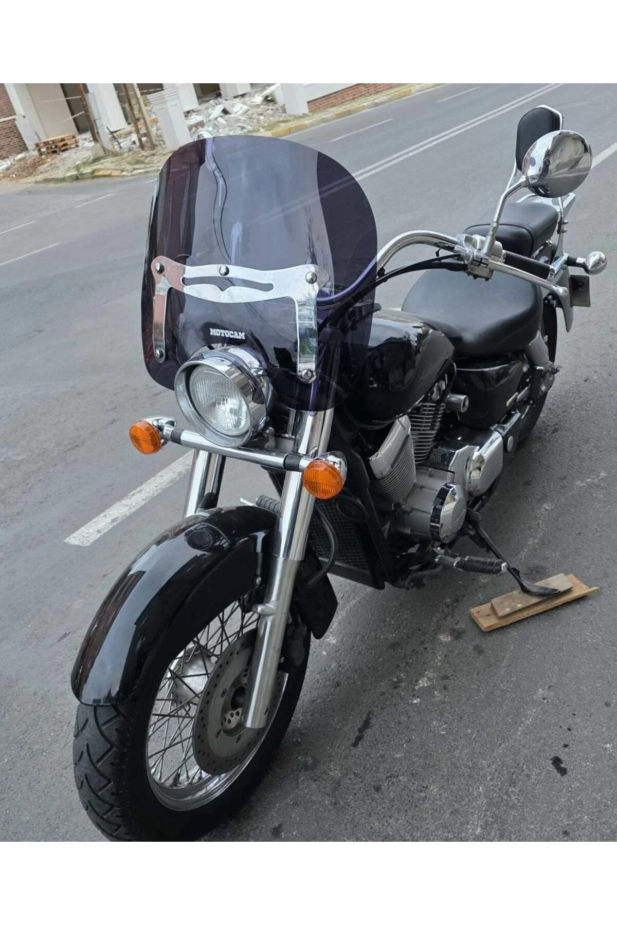 Honda Shadow 750 Ön Cam 1999-2010 Model 45cm Siyah Renkli 4mm APA