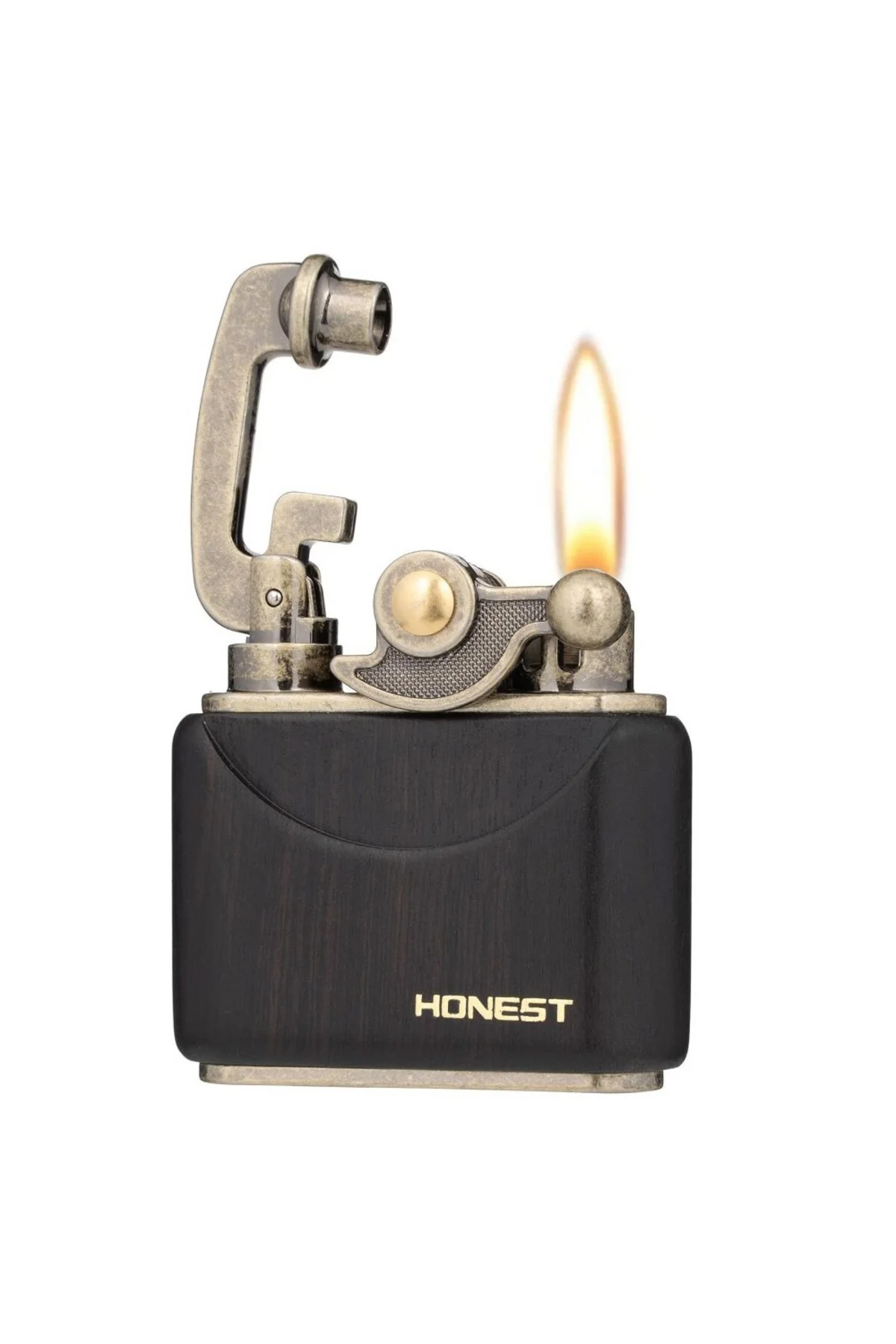 Honest Vintage Benzinli Ahşap Çakmak Siyah