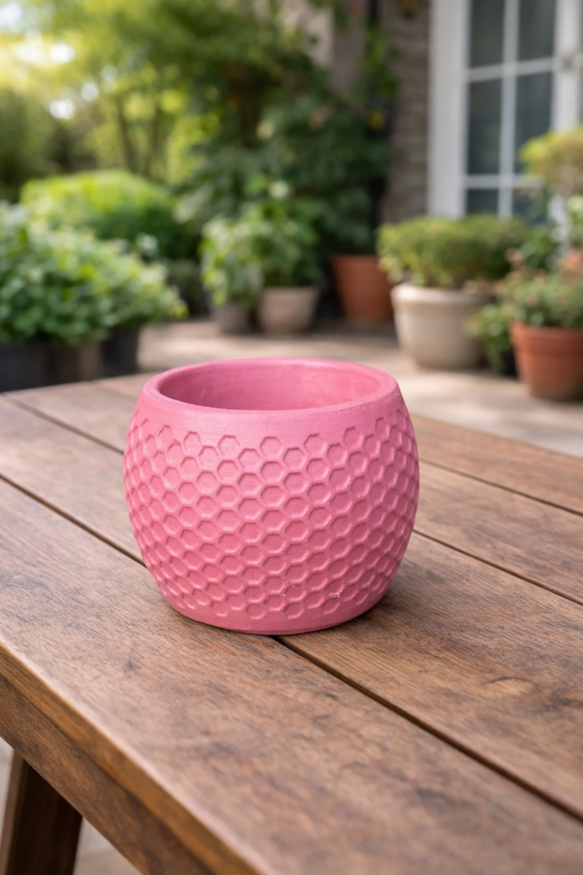 Honeycomb Desenli Pembe Saksı - Görsel 3