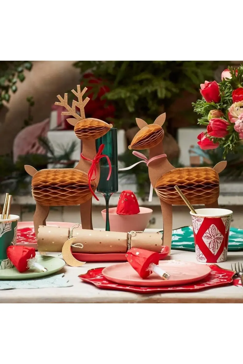 - Honeycomb Reindeer - Rengeyiği Ailesi Dekorlar (3'lü) 395519