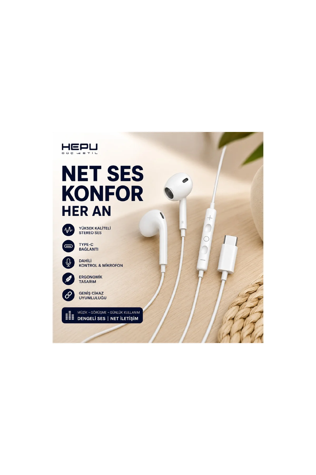 Honor 200 İle Uyumlu Hepu Type C Titan Serisi Kablolu Kulaklık 1.2M Süper Bass Fiyatı, Yorumları ve Özellikleri