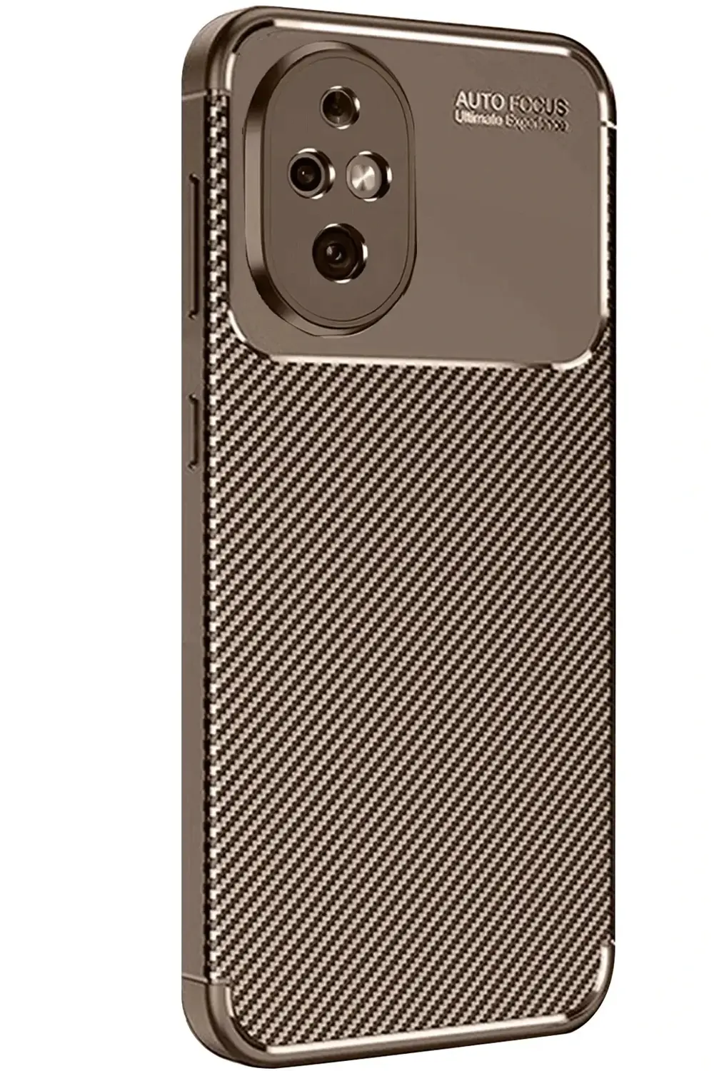 Honor 200 Kılıf Auto Focus Karbon Kapak - Kahverengi Honor 200 Kılıf Auto Focus Karbon Kapak - Kahverengi
