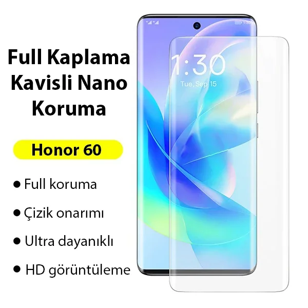 Honor 60 Nano Ekran Koruyucu 0.15mm Kavisli Full Kaplama - Çizilmelere Karşı Savaşır!