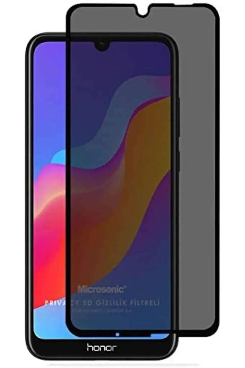 Honor 8A Privacy 5D Gizlilik Filtreli Cam Ekran Koruyucu Siyah 39