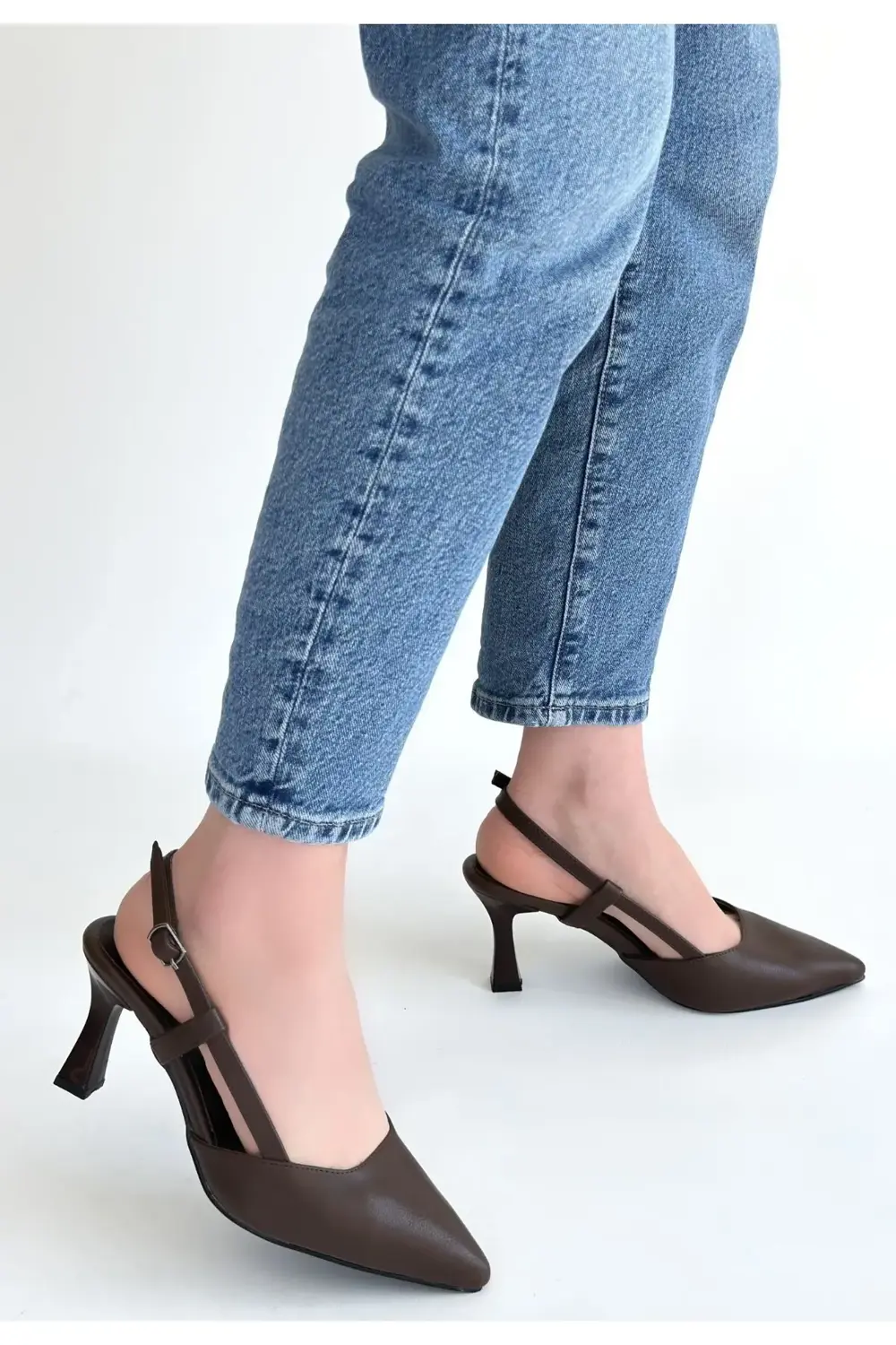 Hoost Kahverengi Cilt Topuklu Ayakkabı