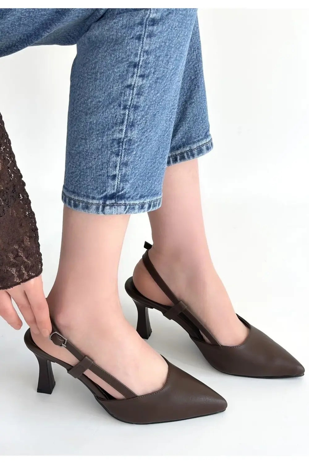 Hoost Kahverengi Cilt Topuklu Ayakkabı