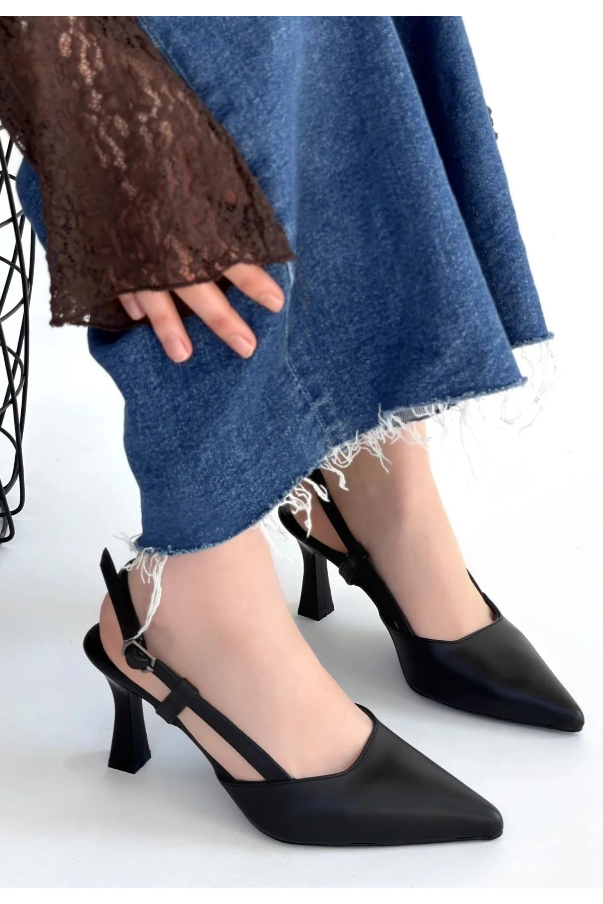 Hoost Siyah Cilt Topuklu Ayakkabı