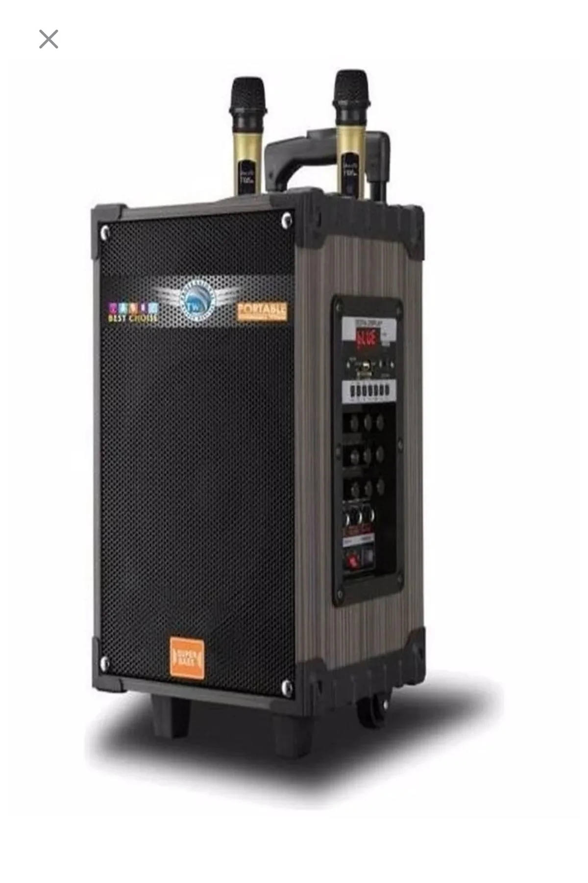 Hoparlör Çift Mikrofon, Bluetooth, USB, Sd Kart Kumandalı 100Watt Karaoke Sistemi Tekerlekli Amfi