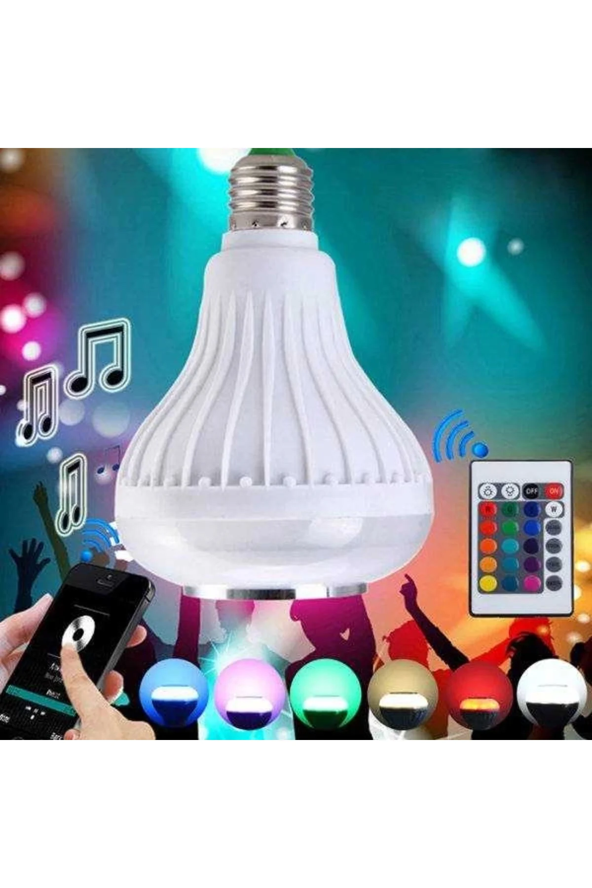 Hoparlör ve Led Lamba Uzaktan Kumandalı Ampül