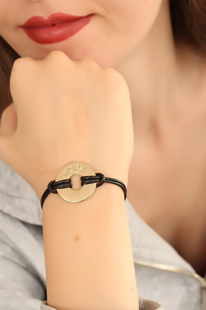 Hope Umutlu Siyah Deri İpli Unisex Mood Bileklik Tj-bb1985 Diğer