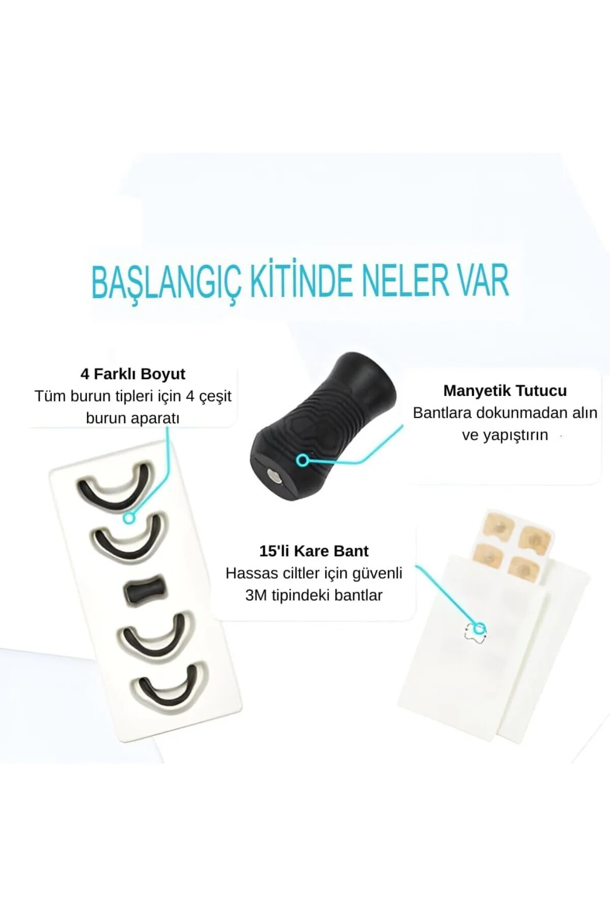 Horlama Önleyici Manyetik, Mıknatıslı Burun Bandı 15 Çift Bant - 