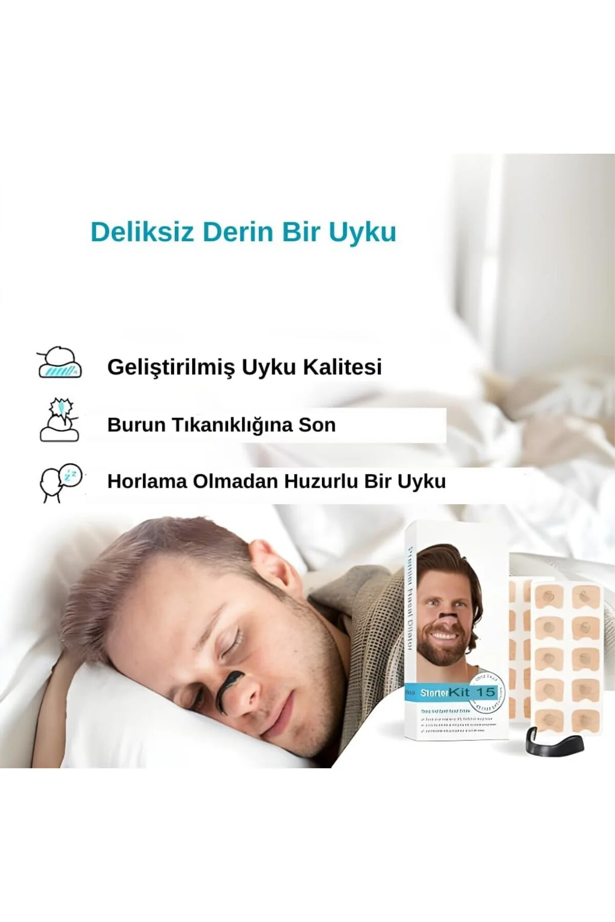 Horlama Önleyici Manyetik, Mıknatıslı Burun Bandı 15 Çift Bant - 