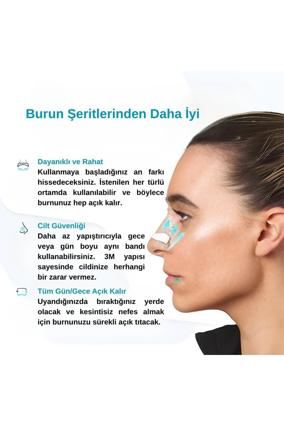 Horlama Önleyici Manyetik, Mıknatıslı Burun Bandı 15 Çift Bant - 