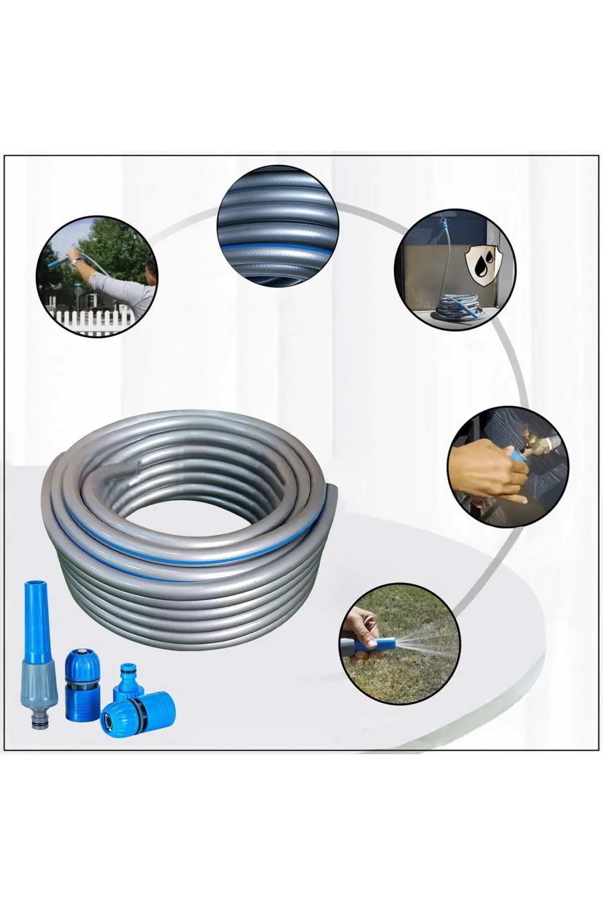 Hortum Seti Garden Kit Bahçe Çeşme Su Hortumu İç Çap 1/2 Sulama A