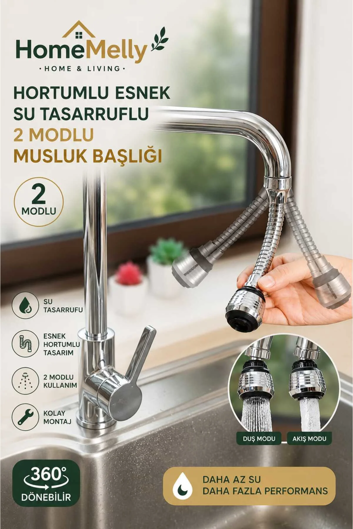 Hortumlu , Su Tasaruflu, Esnek Musluk Ucu