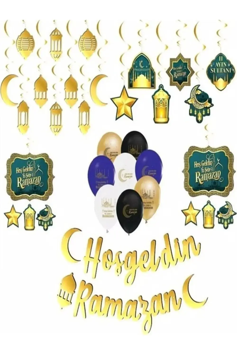 Hoş Geldin Ya Şehri Ramazan Tavan Asma Süs Seti ve Ramazan Desenl