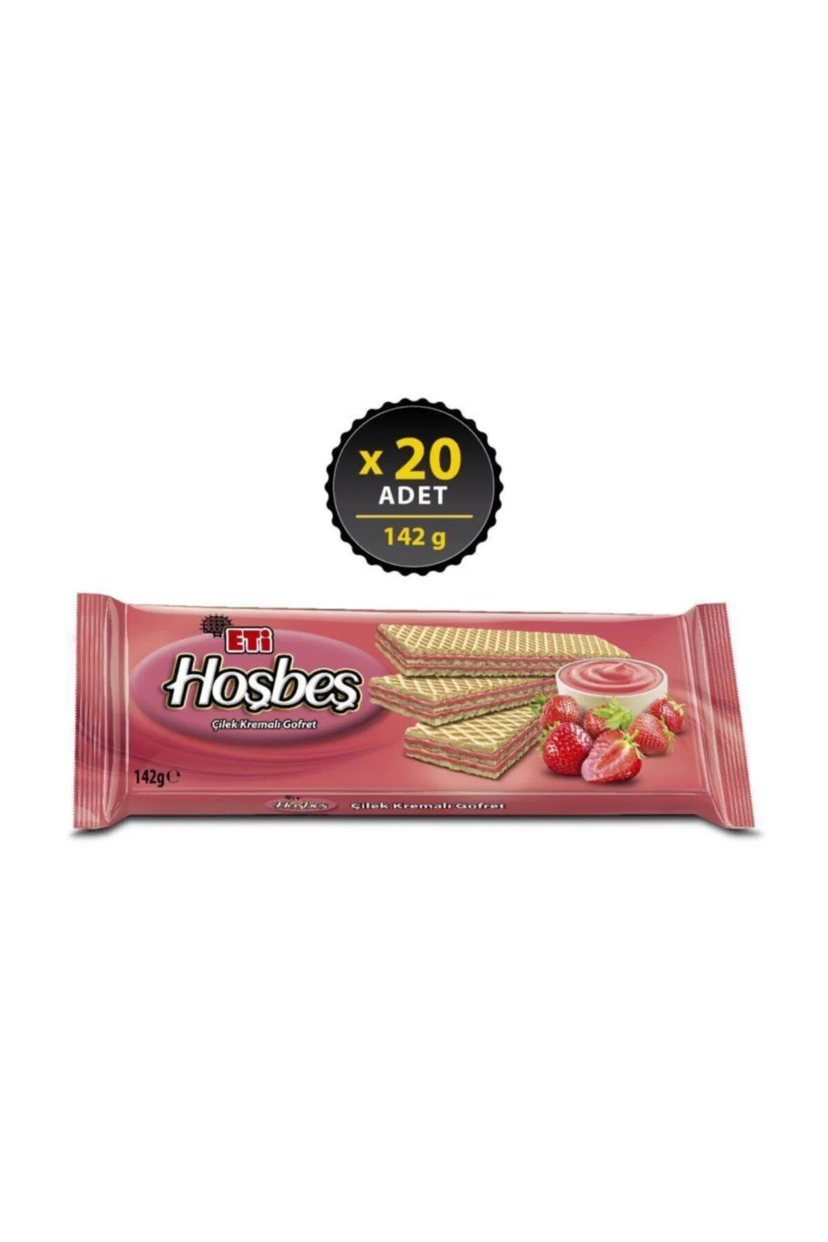 Hoşbeş Çilek Kremalı Gofret 142 g x 20 Adet