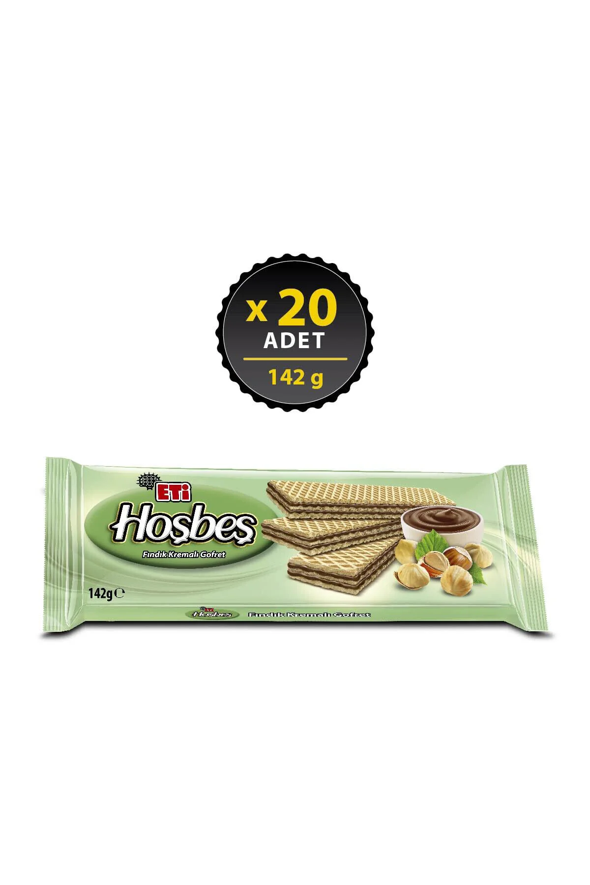 Hoşbeş Fındık Kremalı Gofret 142 g x 20 Adet