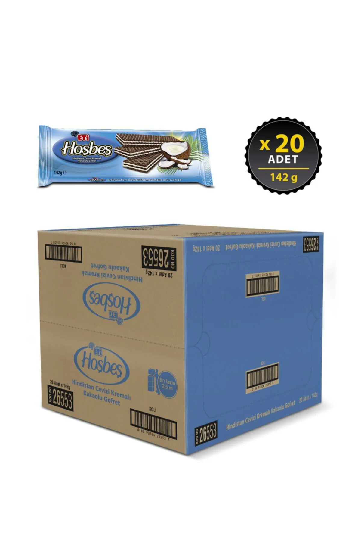 Hoşbeş Hindistan Cevizi KremalI Gofret 142 g x 20 Adet