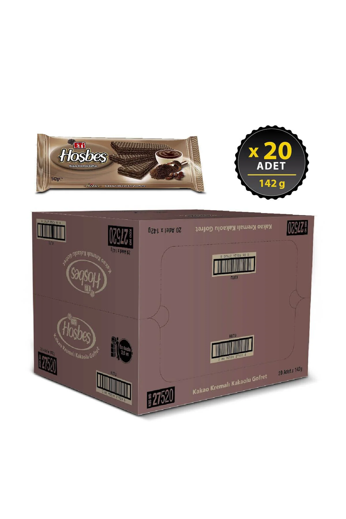 Hoşbeş Kakao KremalI Gofret 142 g x 20 Adet