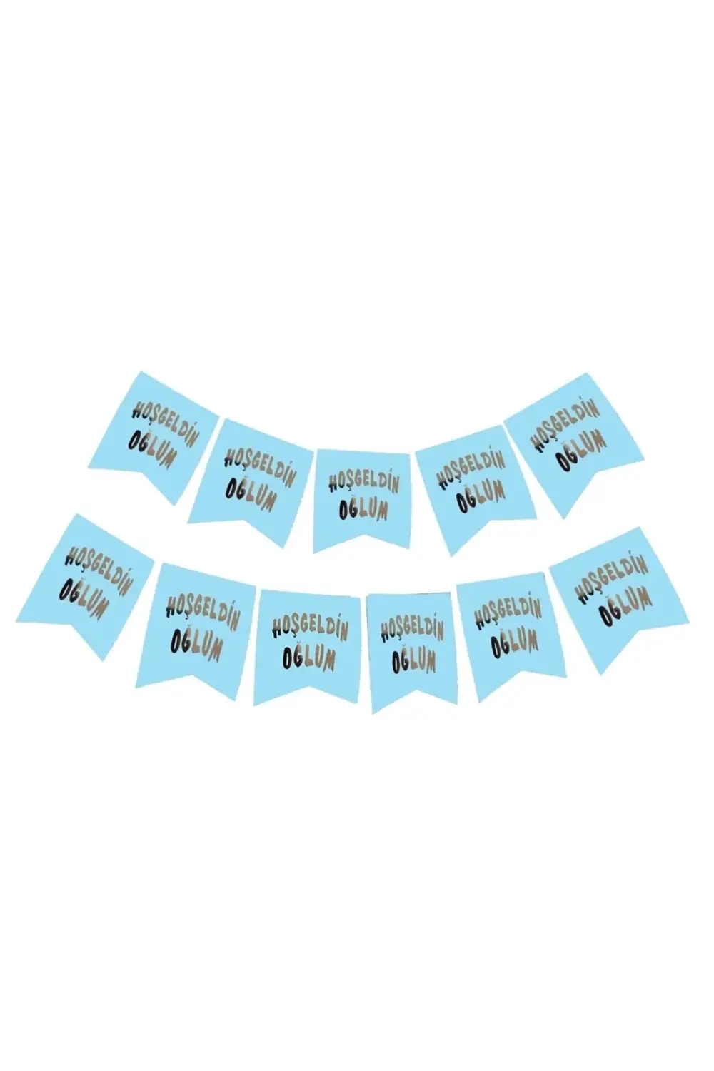 Hoşgeldin Oğlum Yazılı Mavi Üzeri Gümüş Yeni Doğan Bebek Doğum Sü