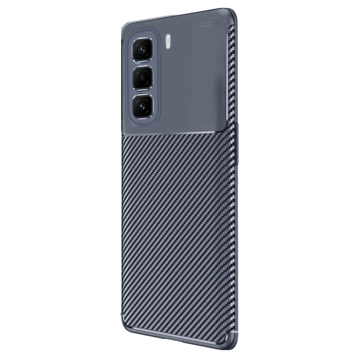 Hot 50 Pro Plus 4G Auto Focus Karbon Kapak - Korumalı Kılıf, Estetik Tasarım, Lacivert