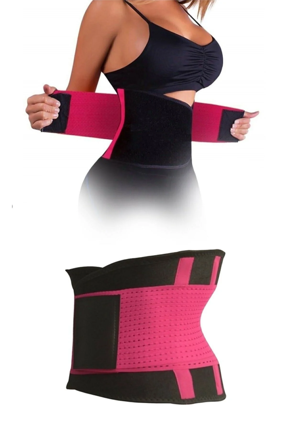 Hot Belt Termal Sauna Kemer Unisex Terletme Korsesi (pembe-siyah)