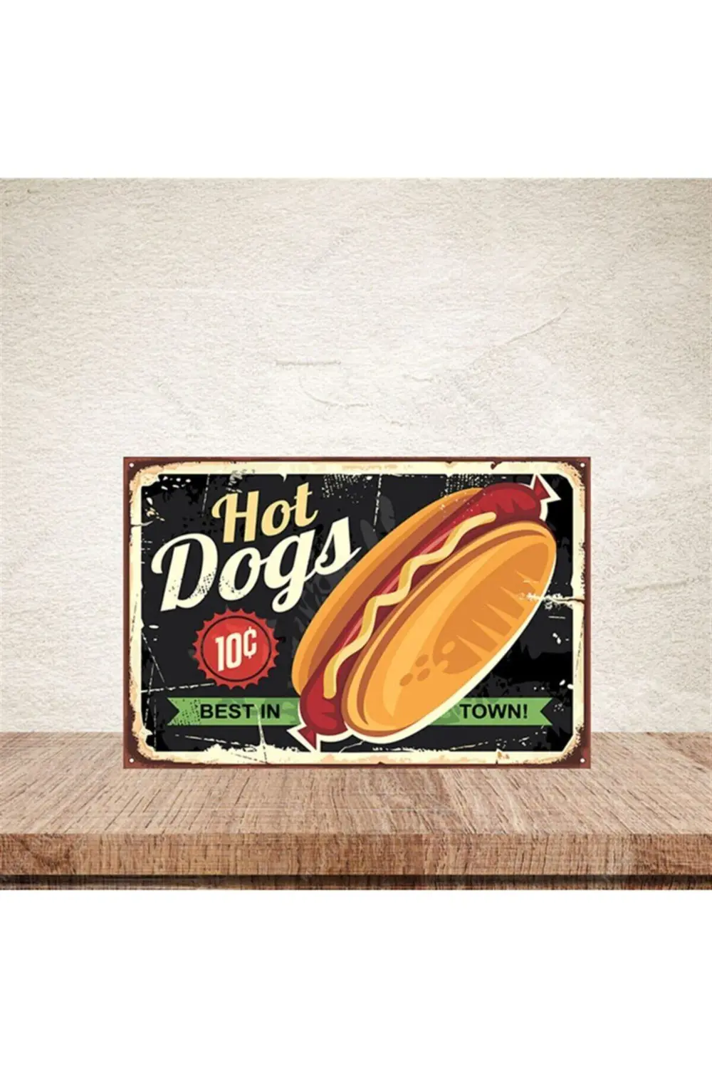 Hot Dogs 20-30 Cm Retro Ahşap Poster