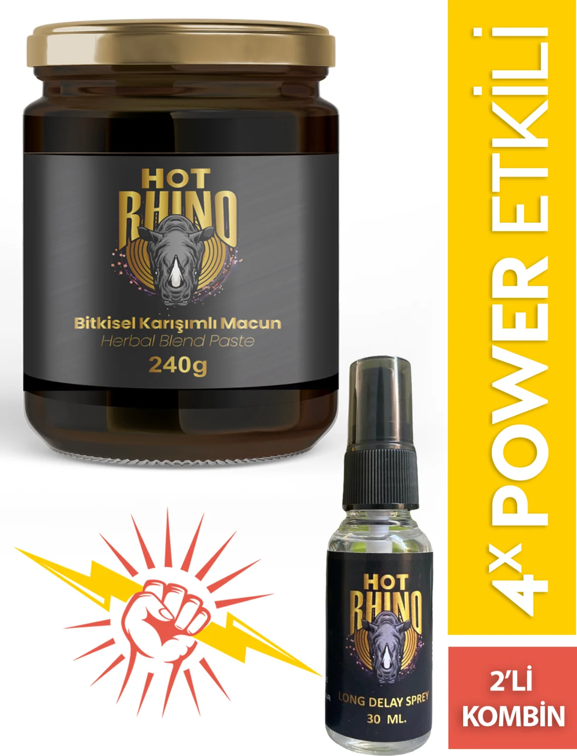 Hot Rhino Ballı Atom 240GR + Geciktici Sprey - Çiftlere Özel Aşk Yağları Seti Fiyatı, Yorumları ve Özellikleri