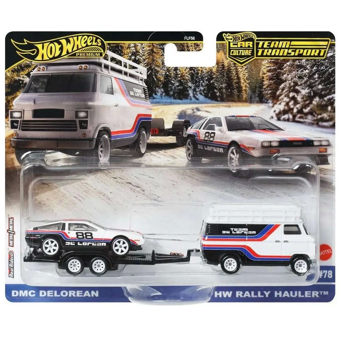 Hot Wheels Car Culture Team Transport DMC DeLorean & HW Rally Hau