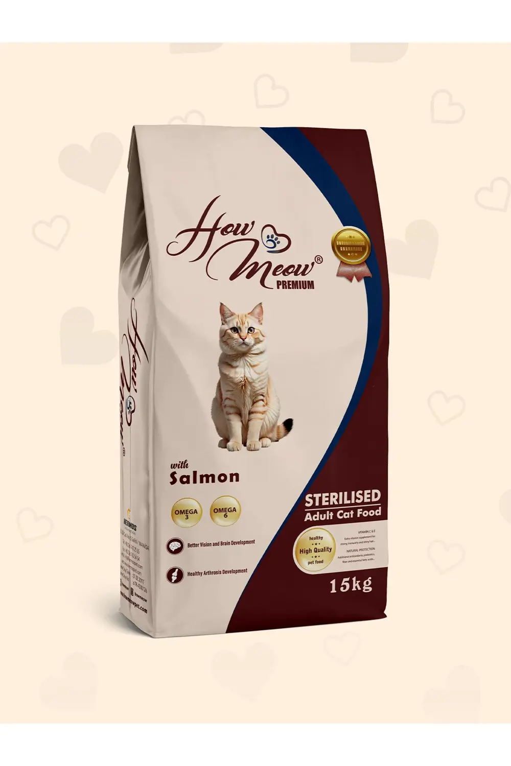 HOW MEOW KISIRLAŞTIRILMIŞ YETİŞKİN KEDİ KURU MAMASI SOMONLU 15 KG