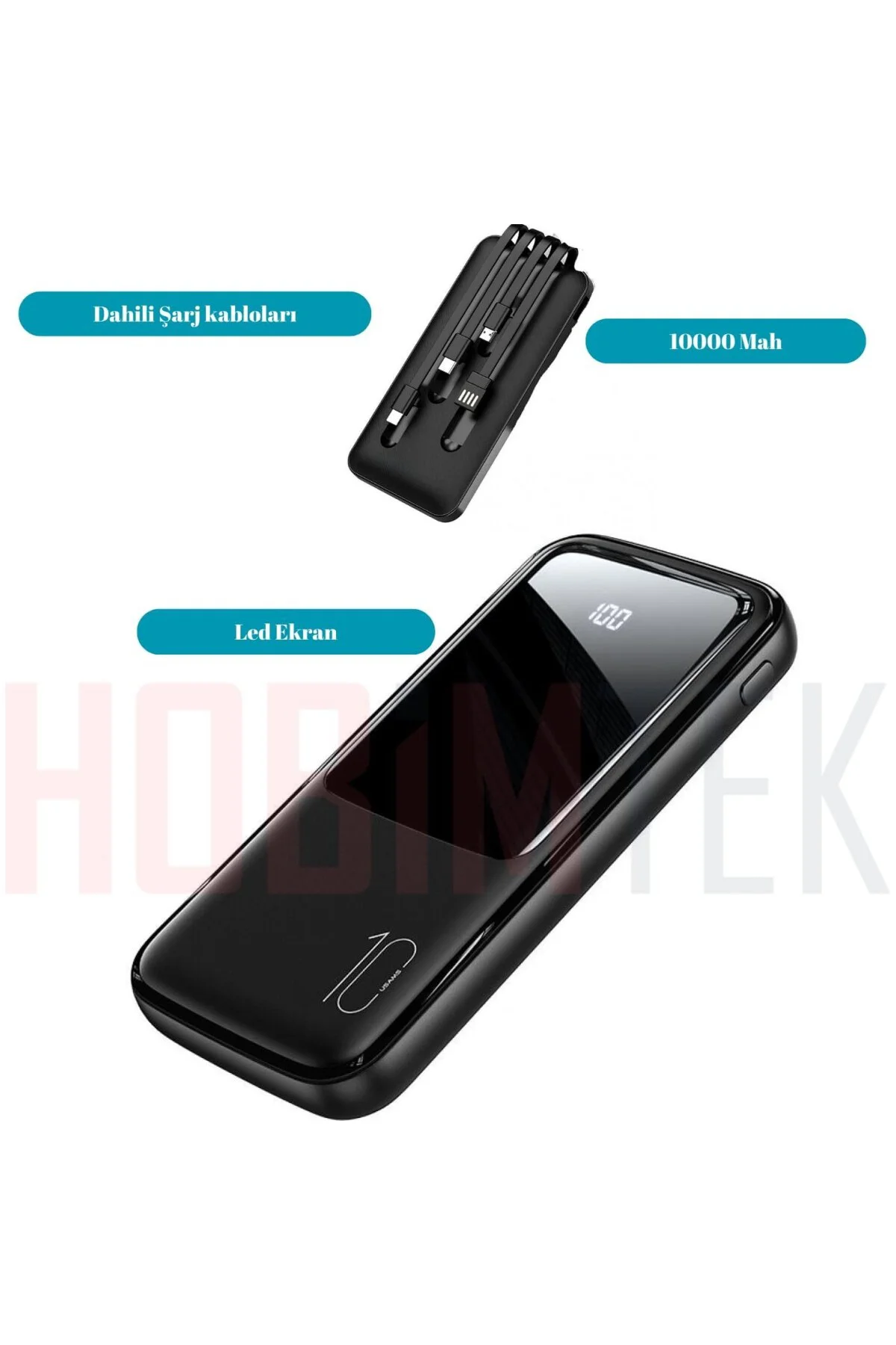HP-969 10000 Mah Dijital Göstergeli Powerbank 4 Girişli Type C Li