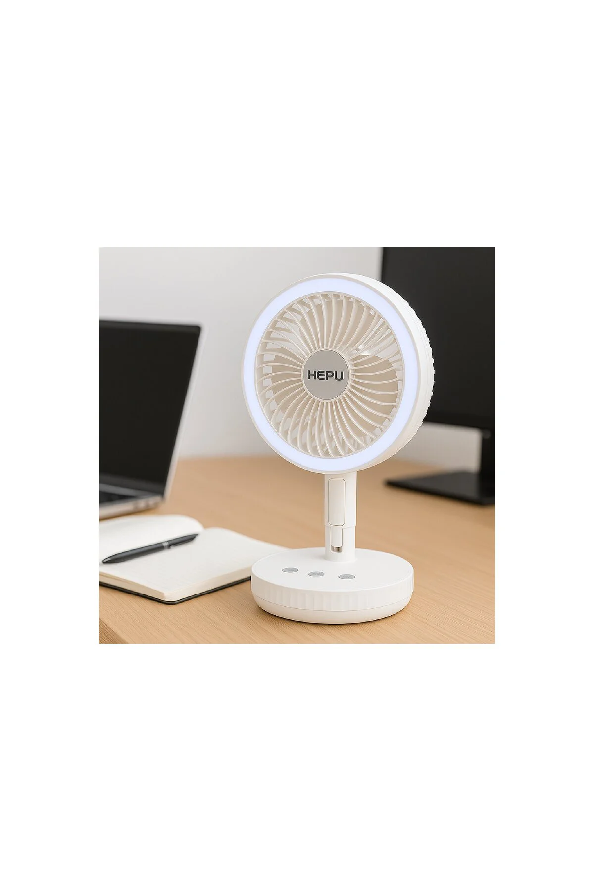HP-F888 Şarjlı Katlanabilir Masaüstü Fan 4000mAh LED Işıklı
