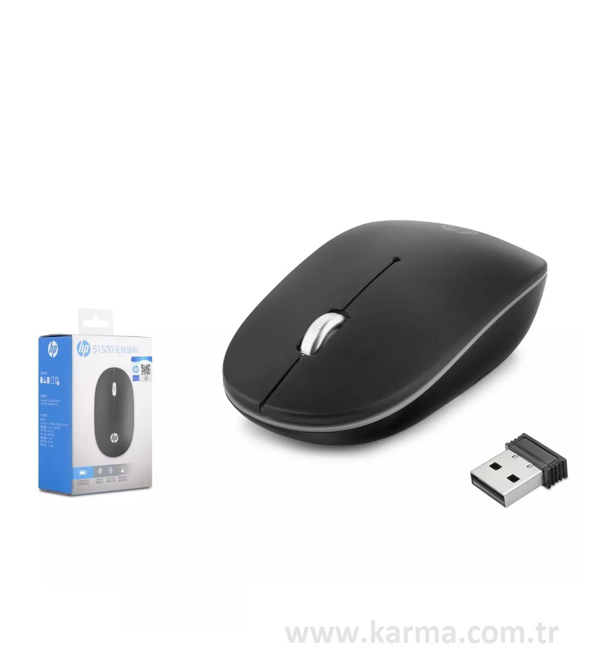 Hp  S1500 Plus Wireless Kablosuz Sessiz Mouse 800/1600 Dpi Siyah