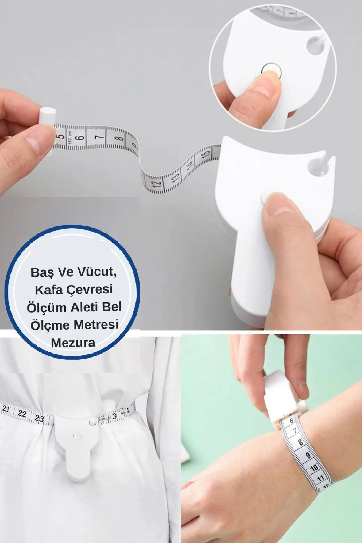 HR Vücut Ölçüm Cetveli Mezura Çok Amaçlı Bel Kalça Göğüs Bacak 15