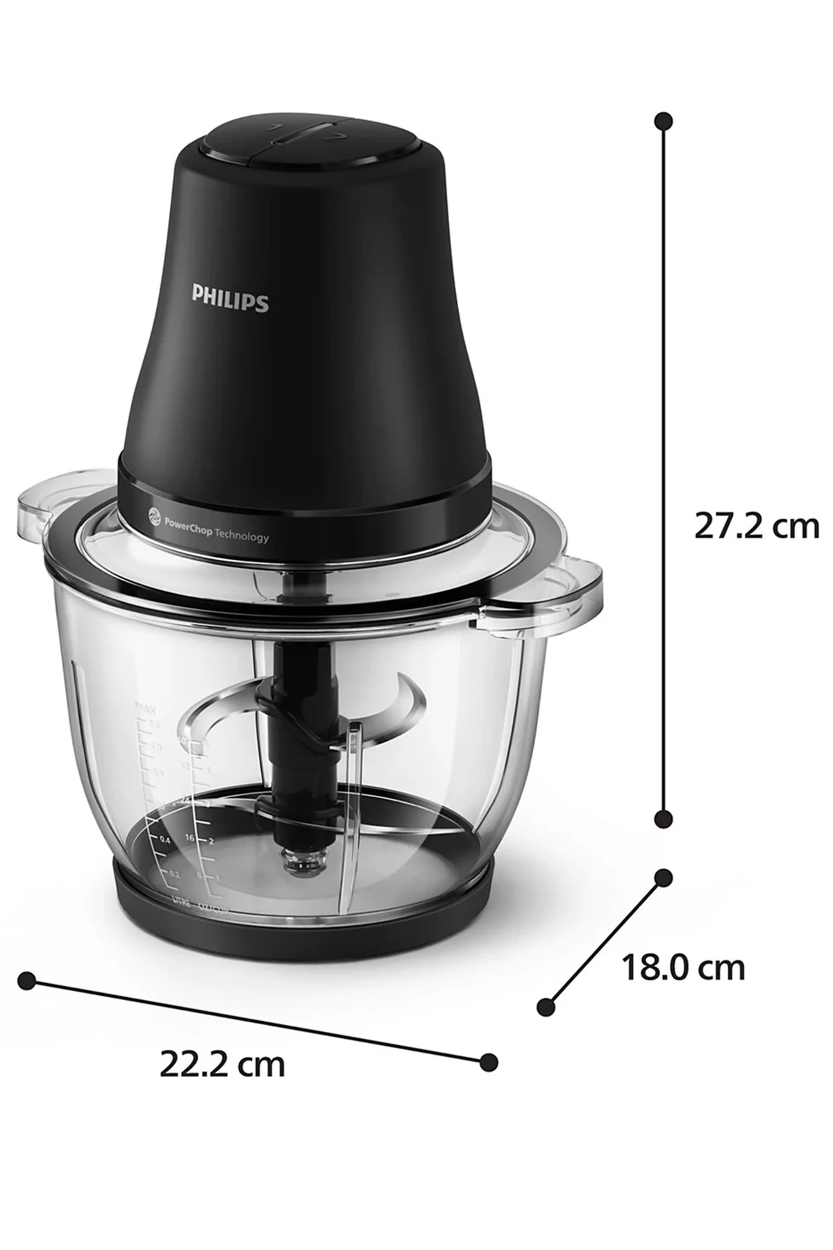 HR1502/00 3000 Serisi Doğrayıcı, 500 W, PowerChop Doğrama, 2Lt Kase, 2 Hız Ayarı