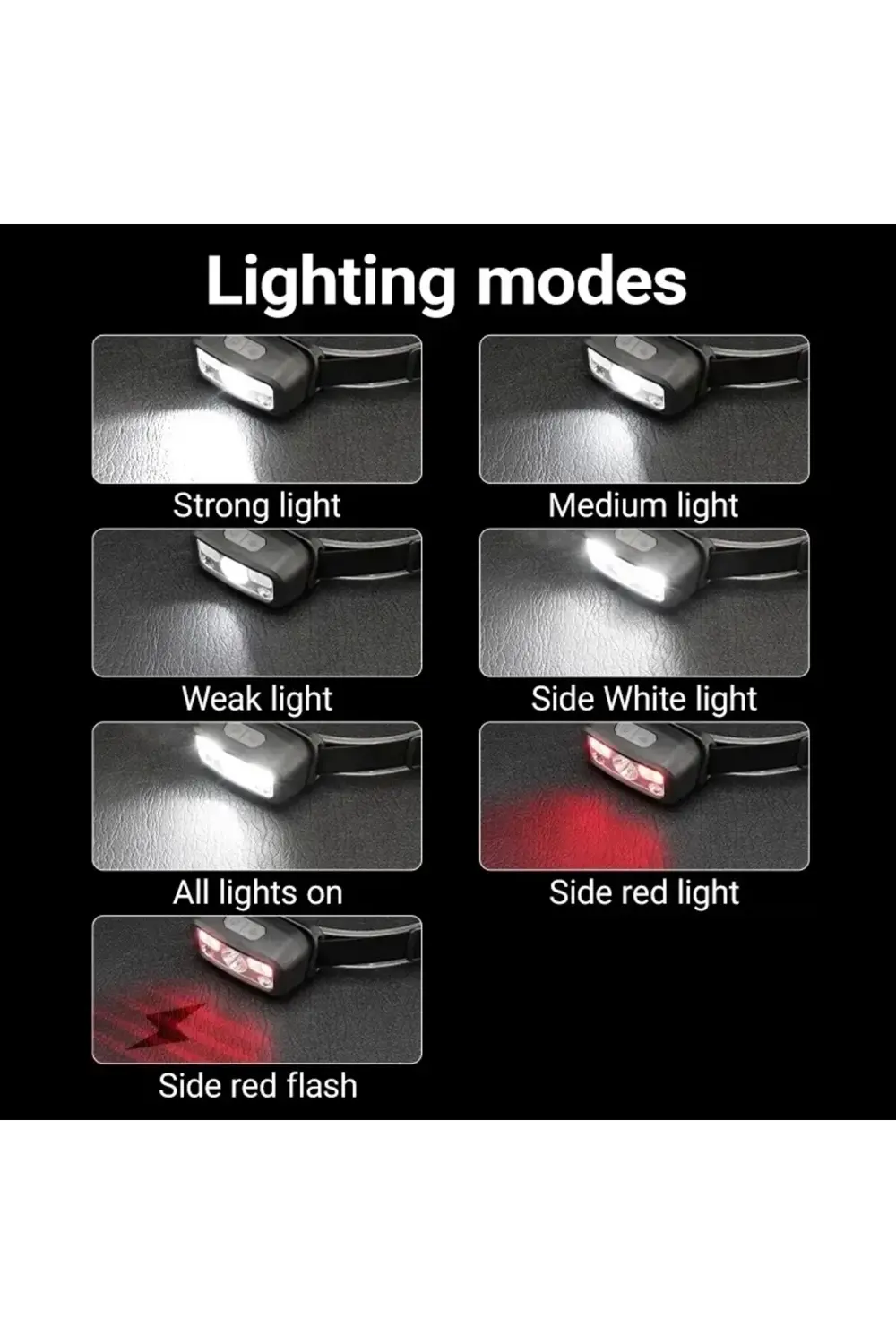 Hs-43 Sensörlü Şarjlı Type-c Çok Amaçlı Kırmızı Işıklı Kafa Lamba